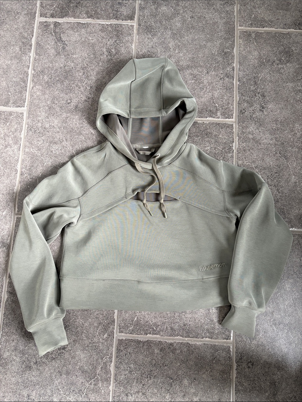 lululemon athletica Sage Green Cropped Hoodie Sweatshirt